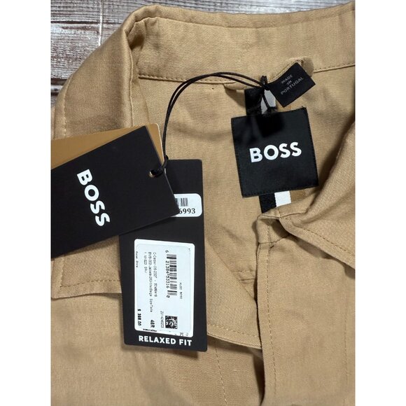 Boss Linen Blend lightweight Carper overshirt Size 46 R color Tan NWT $398 - Picture 3 of 7